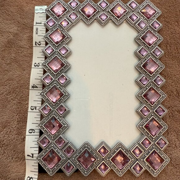 Silver Photo Frame with Pink Gem Detailing - 6x4 - Picture 5 of 7